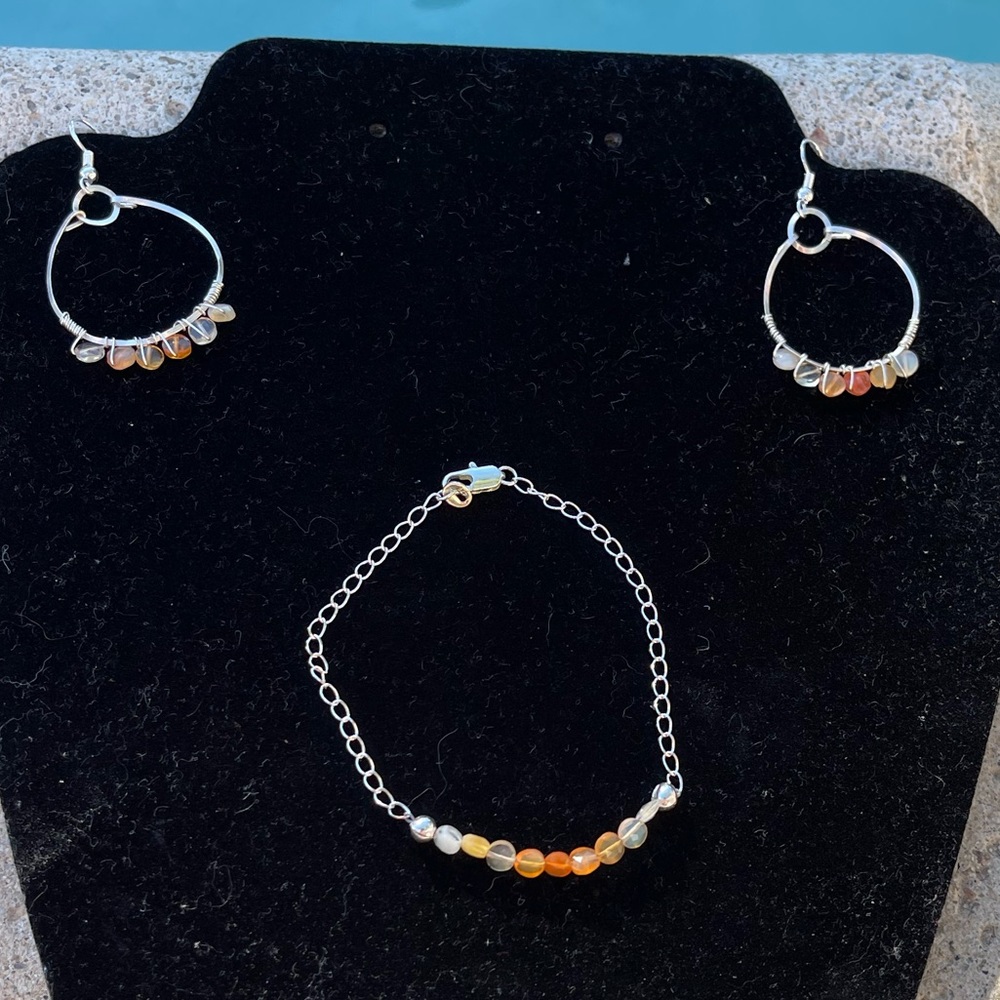 Mexican Fire Opal with Sterling Silver Bracelet NWOT/Handmade